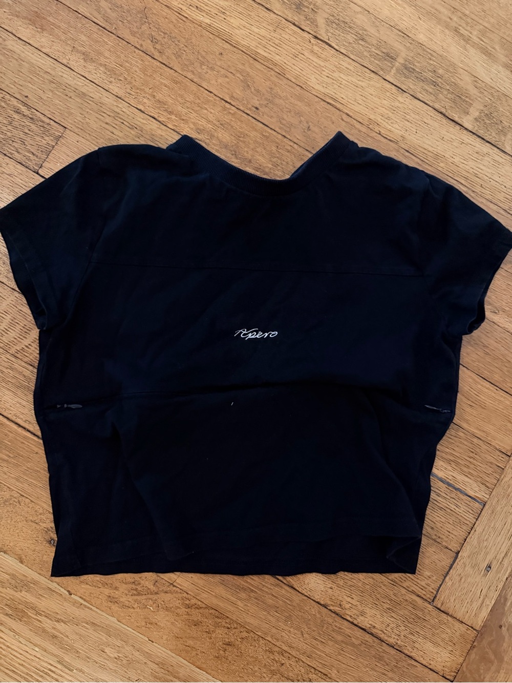 Nursing Zipper Black Cropped Tee